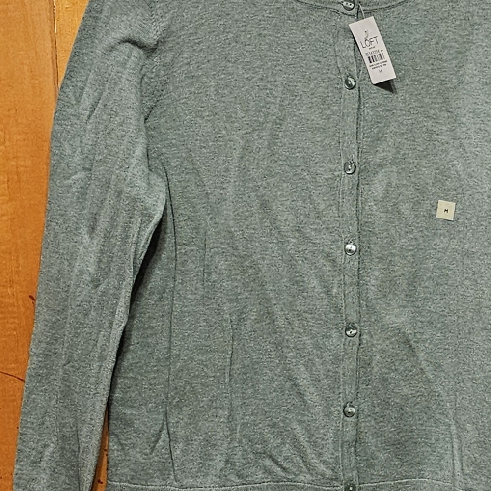 Women's Green Gray LOFT cardigan Sweater